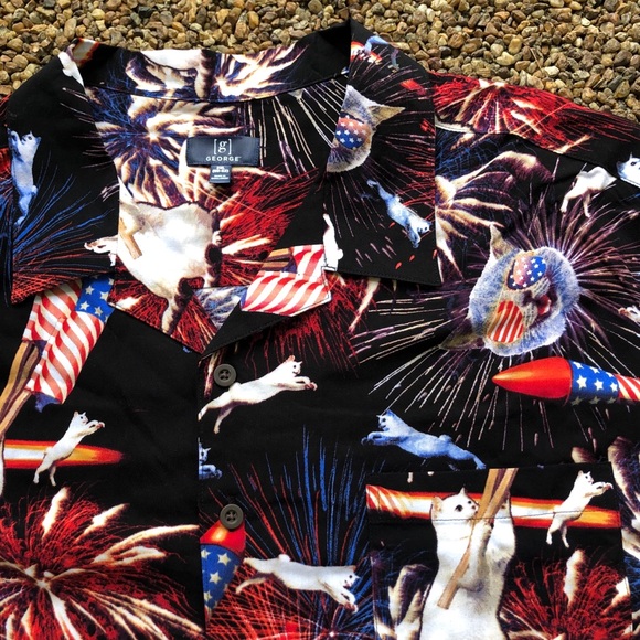 Other - patriotic cat flag fireworks fun shirt NWT